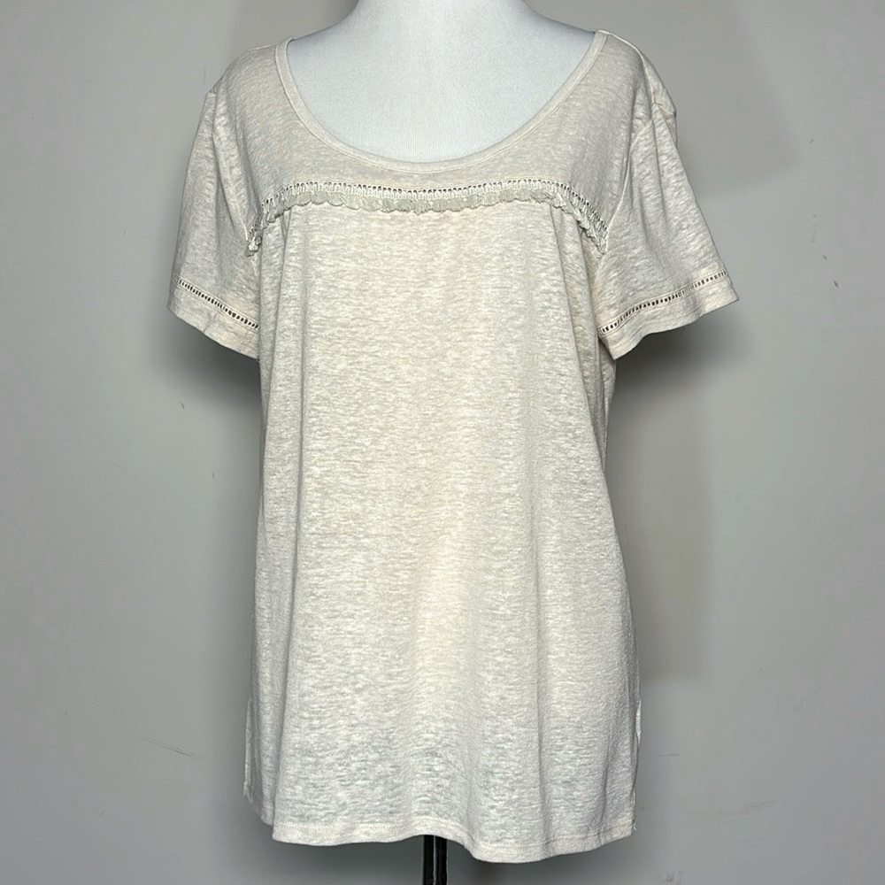 NWOT Gap Factory Woman’s Oatmeal Tan Short Sleeve Stretch T Shirt Size Small